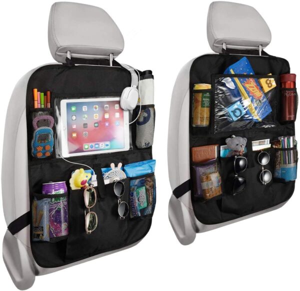 Rightwell Car Seat Organiser 2 Pcs Back Seat Protector for Kids, Car Organiser Back Seat for up to 10" iPad, Kids Back Seat Organiser with 5 Pockets to...