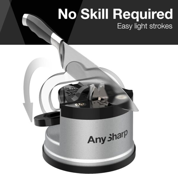 AnySharp Knife Sharpener, Hands-Free Safety, PowerGrip Suction, Safely Sharpens All Kitchen Knives, Ideal for Hardened Steel & Serrated, World's...