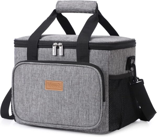 Lifewit 15L (24 Cans) Insulated Lunch Bag, Cooler Bag for Lunch/Work/School/Beach/Picnic (Grey)