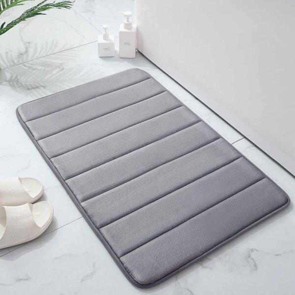 smiry Memory Foam Bath Mat, 40 x 60 cm, Extra Soft Non-Slip, Super Absorbent Bath Mats for Bathroom Floor, Machine-Washable Dry Bath Rug Foot Mat, Dark Grey