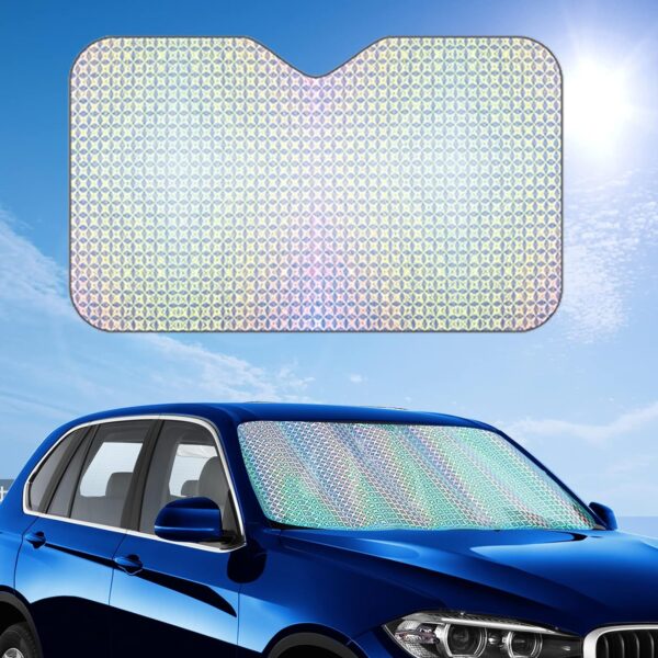 Car Windshield Sunshade Reflective 99% UV Laser Sun Shade Block Screen Foldable Sun Shade Visor Cover for Car Truck Bus SUV Sun Heat Protection Keep Your...